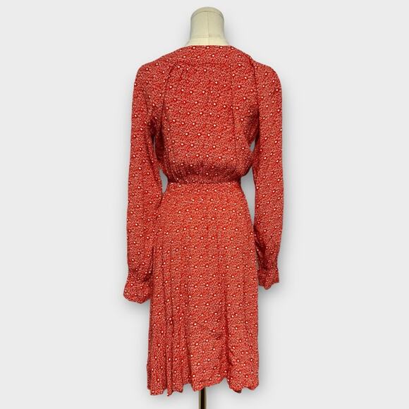 Anthropologie Maeve Monaco Red V-Neck Printed Dress Size Small - Picture 3 of 7